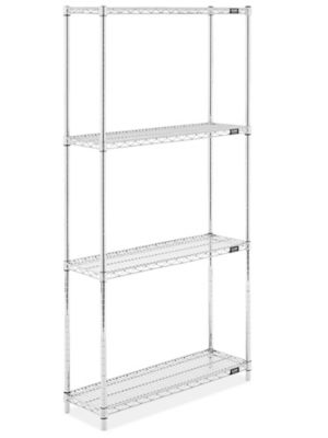 Wire Shelf Bin Organizer - 36 x 12 x 72 with 4 x 12 x 4 Blue Bins  H-8476BLU - Uline