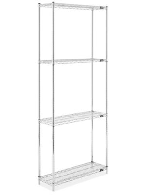 Chrome Wire Shelving Unit - 36 x 12 x 86" H-2936-86