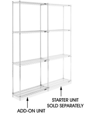 Chrome Wire Shelving Add-On Unit - 36 x 12 x 86" H-2936-86A