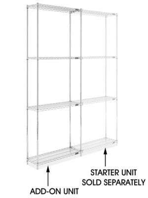 Chrome Wire Shelving Add-On Unit - 36 x 12 x 96" H-2936-96A