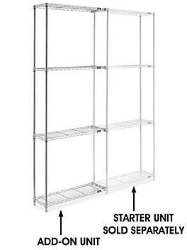 Chrome Wire Shelving Add-On Unit - 36 x 12 x 96" H-2936-96A