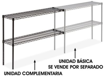 Unidad Complementaria para Estantería de Alambre de Dos Repisas - 48 x 12 x 34", Negro H-2937-34ABL