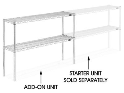 AddOn Unit for TwoShelf Wire Shelving 48 x 12 x 34", Chrome H2937