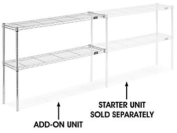 Add-On Unit for Two-Shelf Wire Shelving - 48 x 12 x 34", Chrome H-2937-34AC