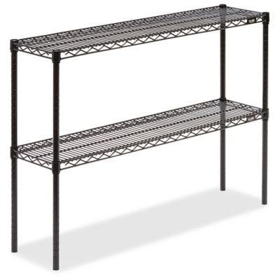 Two-Shelf Wire Shelving Unit - 48 x 12 x 34", Black H-2937-34BL