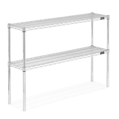 Two-Shelf Wire Shelving Unit - 48 x 12 x 34", Chrome H-2937-34C