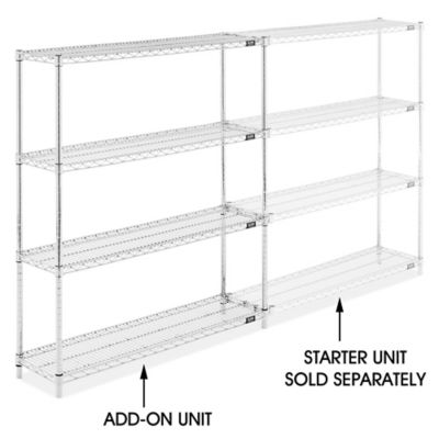 Chrome Wire Shelving AddOn Unit 48 x 12 x 54" H293754A Uline