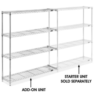 Chrome Wire Shelving Add-On Unit - 48 x 12 x 54" H-2937-54A