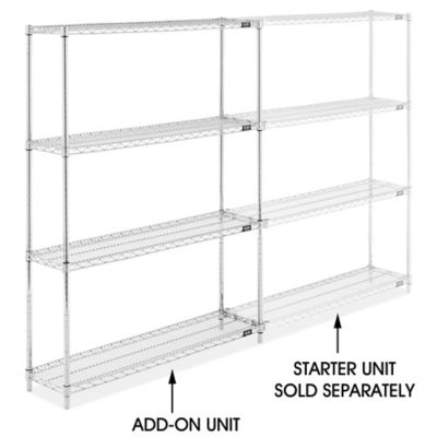 Chrome Wire Shelving Add-On Unit - 48 x 12 x 63" H-2937-63A