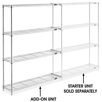 Chrome Wire Shelving Add-On Unit - 48 x 12 x 63" H-2937-63A