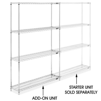 Chrome Wire Shelving Add-On Unit - 48 x 12 x 72" H-2937-72A