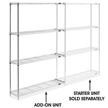 Chrome Wire Shelving Add-On Unit - 48 x 12 x 72" H-2937-72A