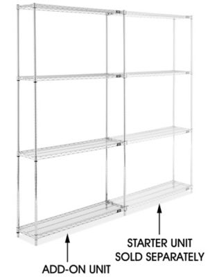Chrome Wire Shelving Add-On Unit - 48 x 12 x 86" H-2937-86A