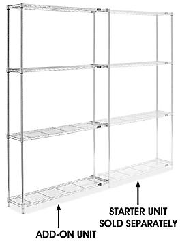 Chrome Wire Shelving Add-On Unit - 48 x 12 x 86" H-2937-86A