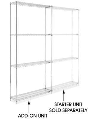 Chrome Wire Shelving Add-On Unit - 48 x 12 x 96" H-2937-96A
