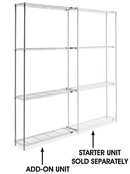 Chrome Wire Shelving Add-On Unit - 48 x 12 x 96" H-2937-96A