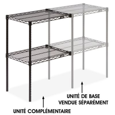 Add-On Unit for Two-Shelf Wire Shelving - 24 x 18 x 34", Black H-2938-34ABL