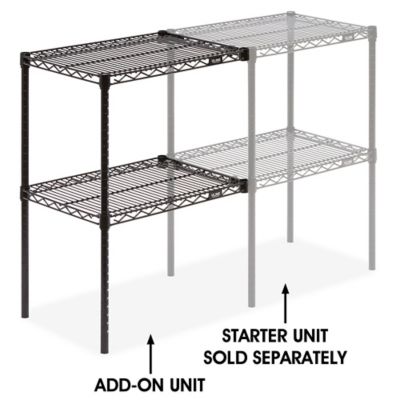 Add-On Unit for Two-Shelf Wire Shelving - 24 x 18 x 34", Black h-2938-34abl