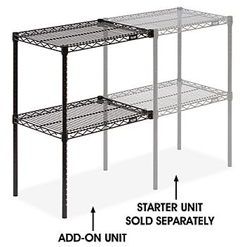 Add-On Unit for Two-Shelf Wire Shelving - 24 x 18 x 34", Black H-2938-34ABL