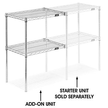 Add-On Unit for Two-Shelf Wire Shelving - 24 x 18 x 34", Chrome H-2938-34AC