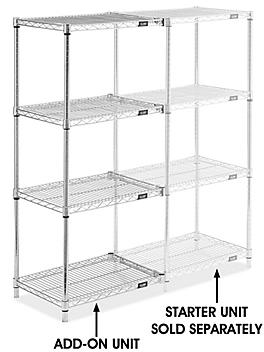 Chrome Wire Shelving Add-On Unit - 24 x 18 x 54" H-2938-54A