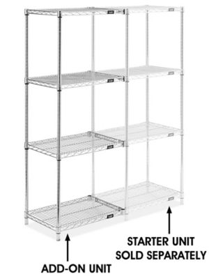 Chrome Wire Shelving Add-On Unit - 24 x 18 x 63" H-2938-63A
