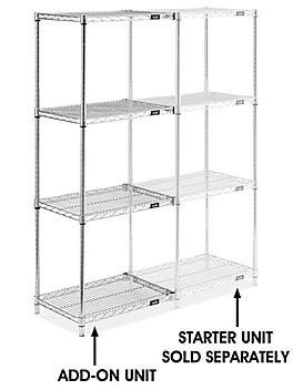Chrome Wire Shelving Add-On Unit - 24 x 18 x 63" H-2938-63A