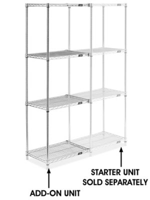 Chrome Wire Shelving Add-On Unit - 24 x 18 x 72" H-2938-72A
