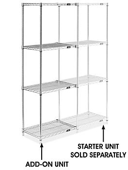 Chrome Wire Shelving Add-On Unit - 24 x 18 x 72" H-2938-72A
