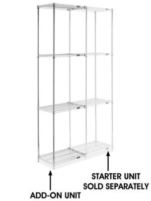 Chrome Wire Shelving Add-On Unit - 24 x 18 x 96" H-2938-96A