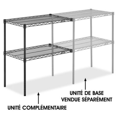 Add-On Unit for Two-Shelf Wire Shelving - 30 x 18 x 34", Black H-2939-34ABL