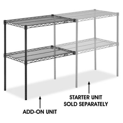 Add-On Unit for Two-Shelf Wire Shelving - 30 x 18 x 34", Black H-2939-34ABL