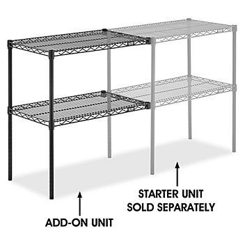 Add-On Unit for Two-Shelf Wire Shelving - 30 x 18 x 34", Black H-2939-34ABL