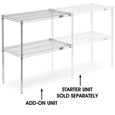 Add-On Unit for Two-Shelf Wire Shelving - 30 x 18 x 34", Chrome h-2939-34ac