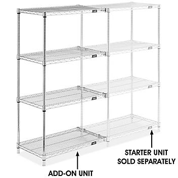 Chrome Wire Shelving Add-On Unit - 30 x 18 x 54" H-2939-54A