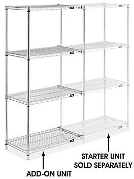 Chrome Wire Shelving Add-On Unit - 30 x 18 x 63" H-2939-63A