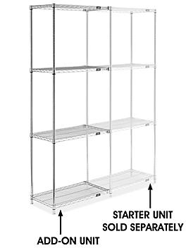 Chrome Wire Shelving Add-On Unit - 30 x 18 x 86" H-2939-86A