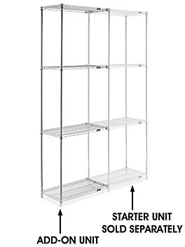 Chrome Wire Shelving Add-On Unit - 30 x 18 x 96" H-2939-96A