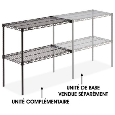 Add-On Unit for Two-Shelf Wire Shelving - 36 x 18 x 34", Black H-2940-34ABL