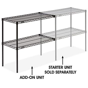 Add-On Unit for Two-Shelf Wire Shelving - 36 x 18 x 34", Black H-2940-34ABL