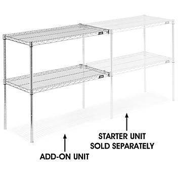 Add-On Unit for Two-Shelf Wire Shelving - 36 x 18 x 34", Chrome H-2940-34AC