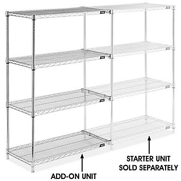 Chrome Wire Shelving Add-On Unit - 36 x 18 x 54" H-2940-54A