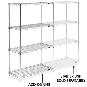 Chrome Wire Shelving Add-On Unit - 36 x 18 x 63" H-2940-63A