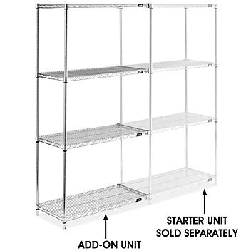 Chrome Wire Shelving Add-On Unit - 36 x 18 x 72" H-2940-72A