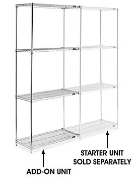 Chrome Wire Shelving Add-On Unit - 36 x 18 x 86" H-2940-86A