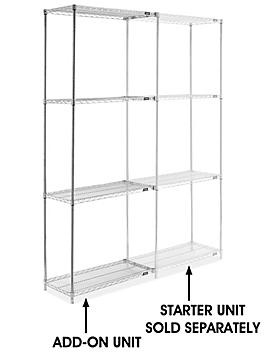 Chrome Wire Shelving Add-On Unit - 36 x 18 x 96" H-2940-96A