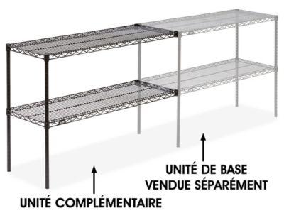 Add-On Unit for Two-Shelf Wire Shelving - 48 x 18 x 34", Black H-2941-34ABL