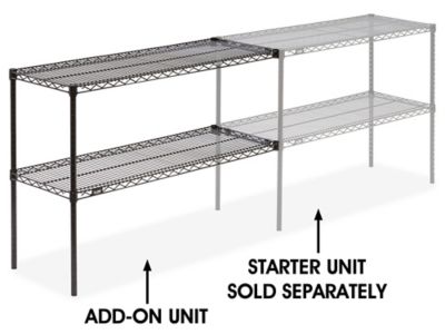 Add-On Unit for Two-Shelf Wire Shelving - 48 x 18 x 34", Black h-2941-34abl