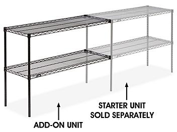 Add-On Unit for Two-Shelf Wire Shelving - 48 x 18 x 34", Black H-2941-34ABL