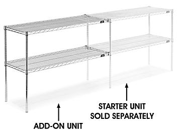 Add-On Unit for Two-Shelf Wire Shelving - 48 x 18 x 34", Chrome H-2941-34AC